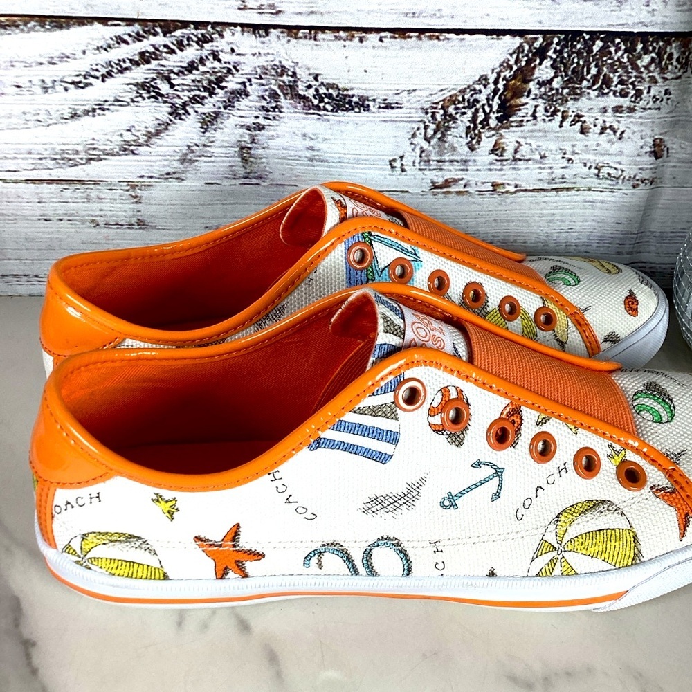 Coach Rare Vintage Size 9 White Beach Vacation Sneakers Slip On Tennis Shoes HTF - Picture 4 of 16